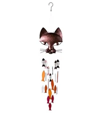 Charming Cat and Fish Wind Chimes Handmade Metal Cat Fish Wind Chimes