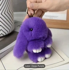 2 Cute Fluffy Bunny Keychain For Keys Or Car Ornaments