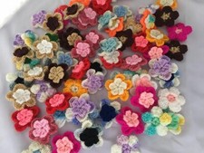 25pcs Handmade 2 layers of Flower Crochet Appliques DIY Trim Craft Scrapbooking