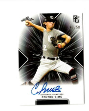 2021 COLTON SIMS LEAF PERFECT GAME AUTO BLACK PARALLEL ROOKIE #47/50 NEW