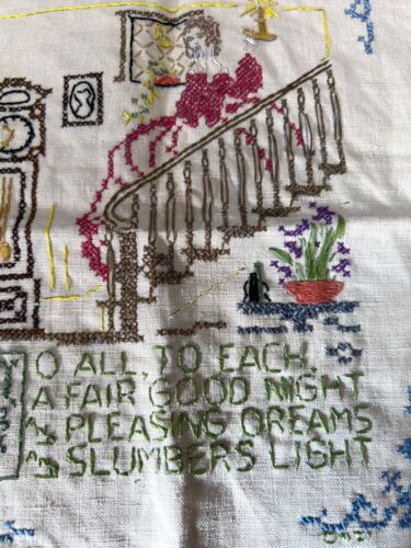 Vintage 1920's Finished Handmade Embroidered Pleasing Dreams - Picture 2 of 4