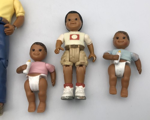 Fisher Price Loving Family Dollhouse 1998 AFRICAN AMERICAN FAMILY Mom Dad Baby+ - Picture 2 of 4