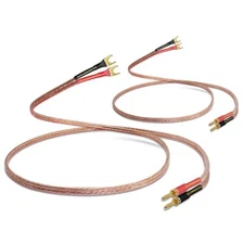 2 Pack 2m HiFi Speaker Wire Cable with Gold-Plated U Fork Spade Plug Speaker ...