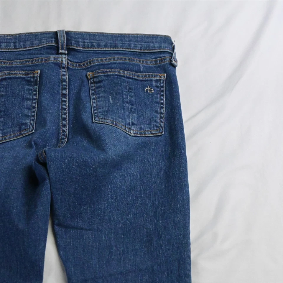 Rag + Bone 27 Skinny Medium Destroyed Raw Hem Stretch Denim Jeans - Image 4 of 4