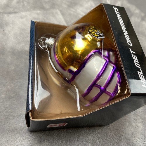 Team Sports America Collegiate LSU Tigers Team Football Glass Helmet Ornament - Picture 2 of 9