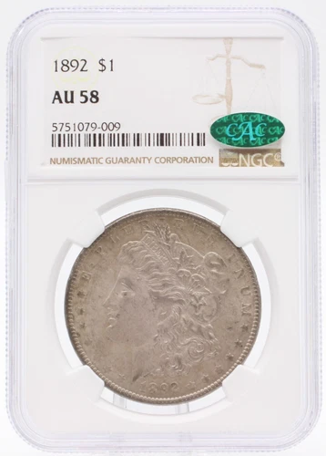 1892 P NGC AU58 Morgan Dollar CAC Certified