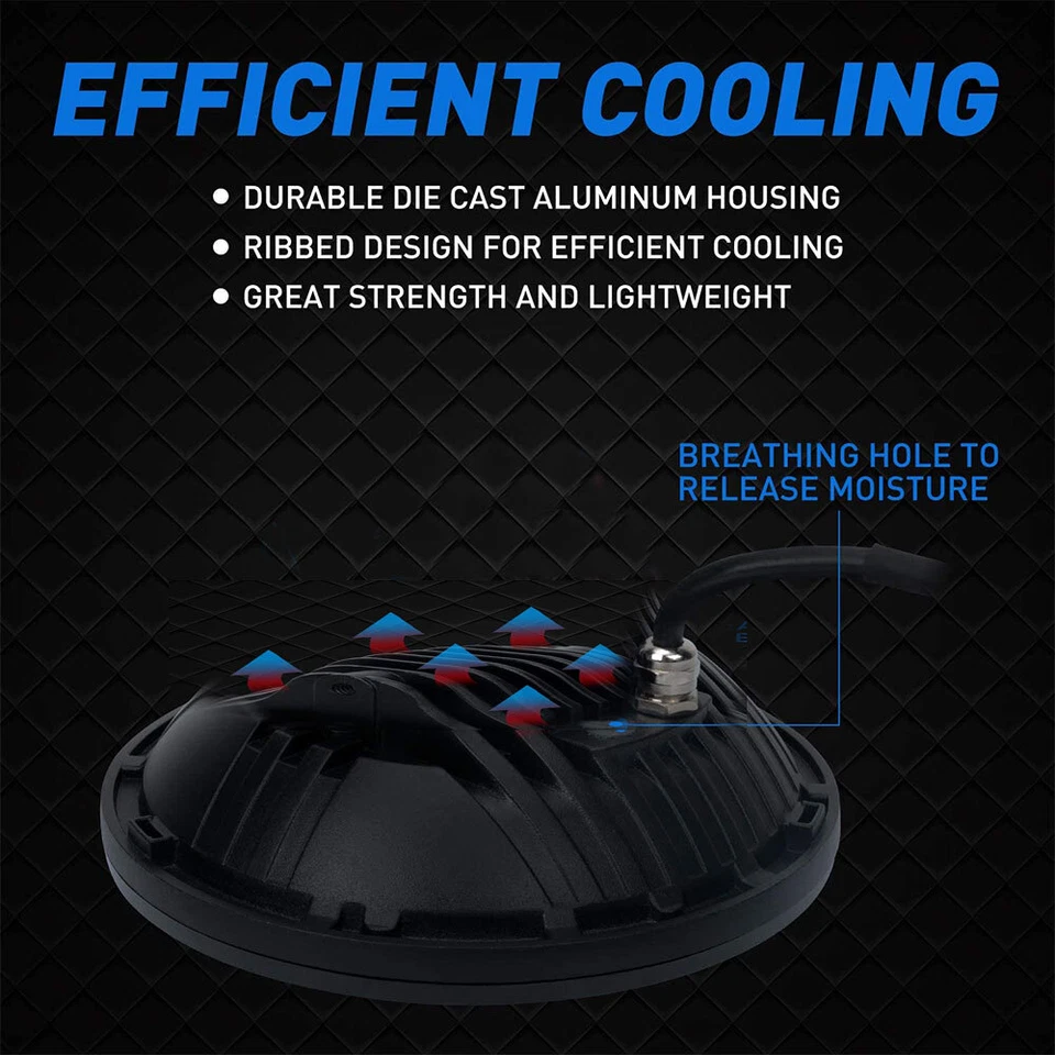 Para Ford Fairlane Falcon 7" Proyector Redondo Alto/Bajo Viga Sellada LED Faros Bombilla Foto 4 de 4