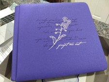 CREATIVE MEMORIES PURPLE "FORGET ME NOT" 7" x 7" ALBUM with 24 PAGES IN BOX