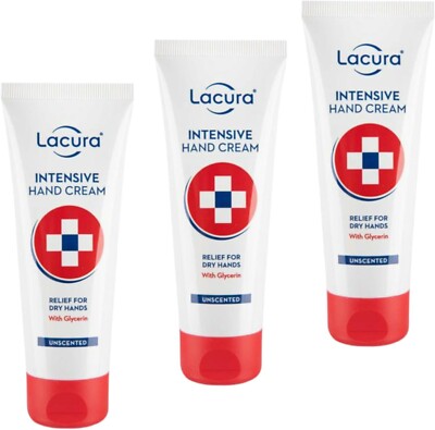 LACURA Intensive Handcreme Linderung trockener Haut unparfümiertes Glycerin 3x Tuben Neu Aldi