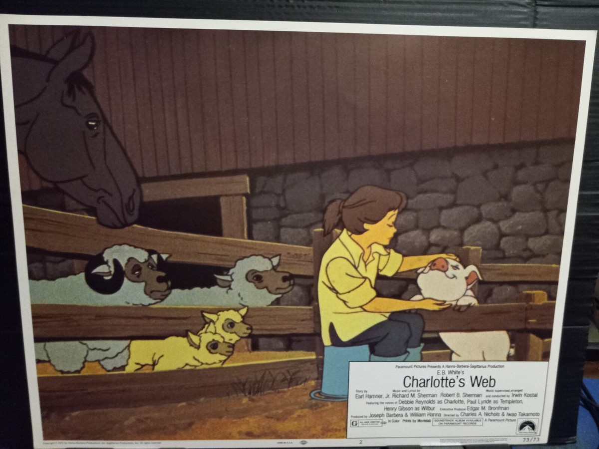 Lobby Card 1973 CHARLOTTE'S WEB animated human Fern with Wilbur the pig