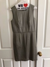 Ann Taylor Solid Gray Dress Sheath Sleeveless Stretch Cotton Size 4