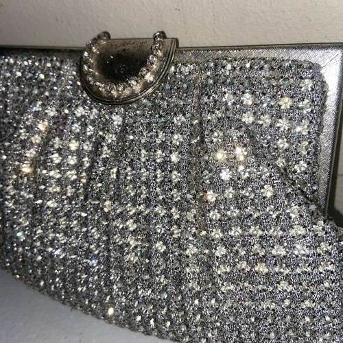 Carole Tanenbaum Vintage Collection Crystal Silver Beaded Purse Unsigned 1950s - Picture 11 of 11