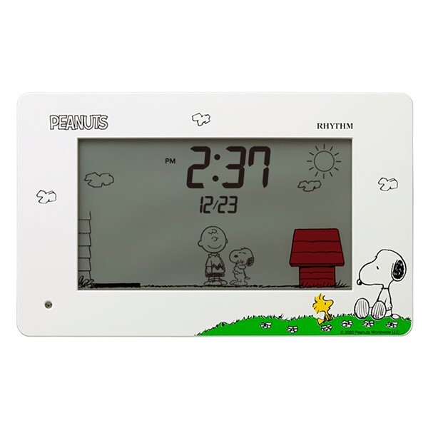 Rhythm Snoopy Alarm Clock Action Digital Watch Calendar 8RDA79MS03