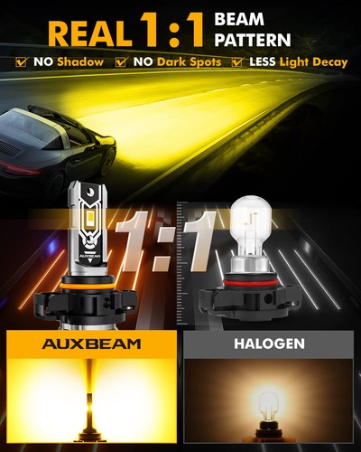 AUXBEAM 3000K Amarillo Ámbar 5202 2504 LED Bombillas Antiniebla Tamaño 1:1 Súper Brillante - Imagen 9 de 12