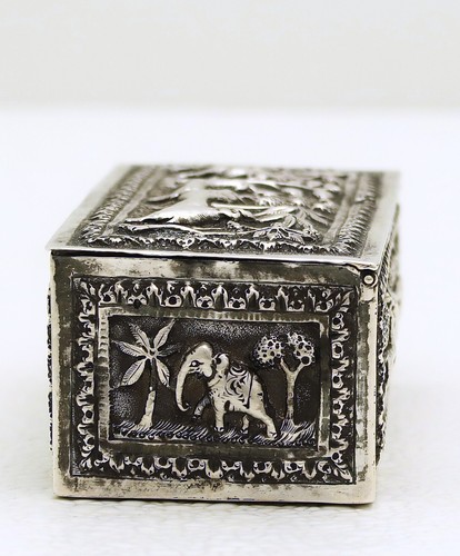 Swami Style Silver Raj India Colonial Curio Box 2 Compartment Figural Animal - Picture 2 of 8