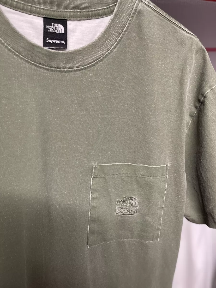 Supreme x The North Face Pigment Printed Pocket Tee Olive Sz Medium