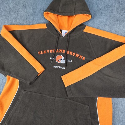 Vintage Cleveland Browns Hoodie Mens Large Brown Orange Sweater