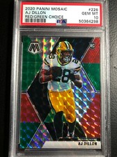 2020 Panini Mosaic RED GREEN CHOICE PRIZM AJ DILLON PACKERS RC ROOKIE PSA 10 POP