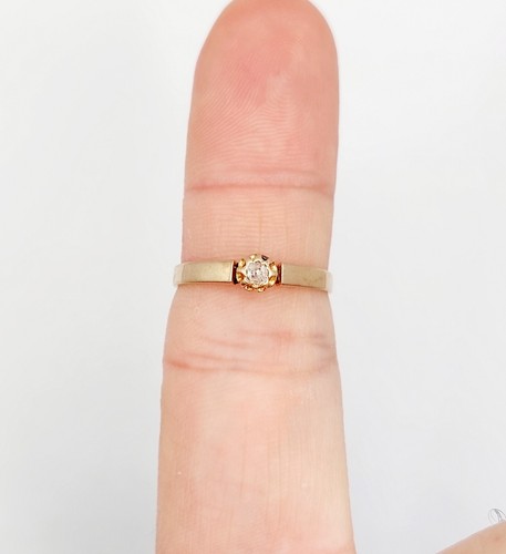 Anillo solitario antiguo oro rosa 18k diamante talla rosa en garras engastada... - Imagen 10 de 10