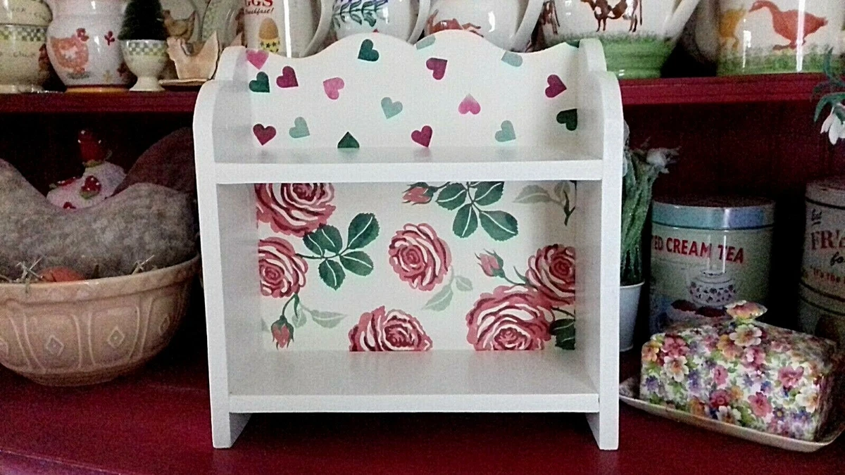 SHABBY CHIC WOODEN DISPLAY SHELF UNIT WALL STANDING MADE WITH EMMA BRIDGEWATER