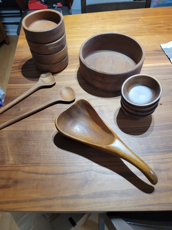 Wooden Salad Bowl Set Vintage