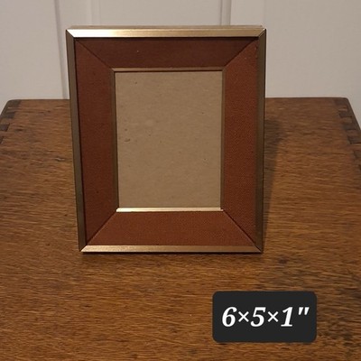 Vintage 6x5 Ornate Picture Frame Gold & Reddish-Brown Textured Border   Tabletop