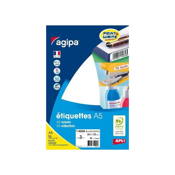 agipa Universal-Etiketten, 64 X 133 Mm, Weiß 2 Bis 40 Stk Spare Bis 67%-image