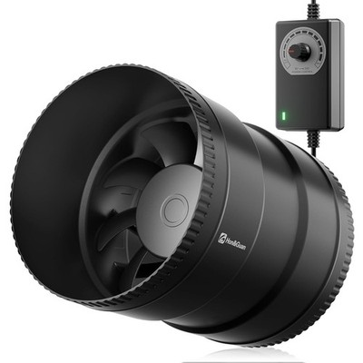6 Inch Inline Duct Fan 345 CFM Booster Exhaust Ventilation W/ Speed Controller
