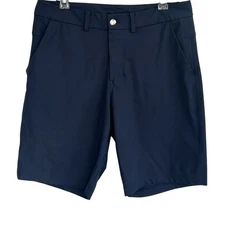 Lululemon The Works Shorts Warpstreme 11" Men 32 Golf ABC Stretch Travel Blue