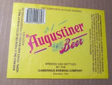 NOS-AUGUSTINER BEER LABEL COLUMBUS OHIO OH GAMBRINUS  BREWING CRAFT BEER