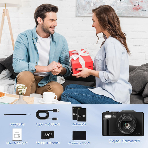 4K Digital Camera for Photography with 3" 180°Flip Screen, 64MP Vlogging Came... - Picture 7 of 7