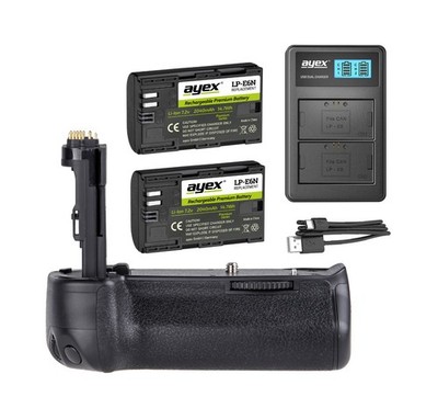 ayex Akkugriff für Canon EOS 5D Mark IV + USB Dual Ladegerät + 2x LP-E6N
