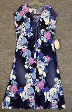 Attitudes By Renee Womens Como Jersey Lace Up Front Maxi Dress Sz 2XP Floral