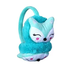 PURFANREE Kids Winter Earmuffs Plush Warm Cute Fox Ear Warmers Earflap Blue