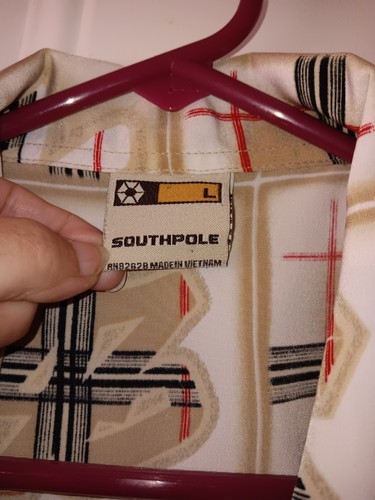 Southpole Tan w/ Red Plaid Pocket Shirt Size Large EXCELLENT CONDITION - Picture 2 of 4