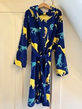 Kids Boys Dinosaur print fleece robe with pockets and belt size Large