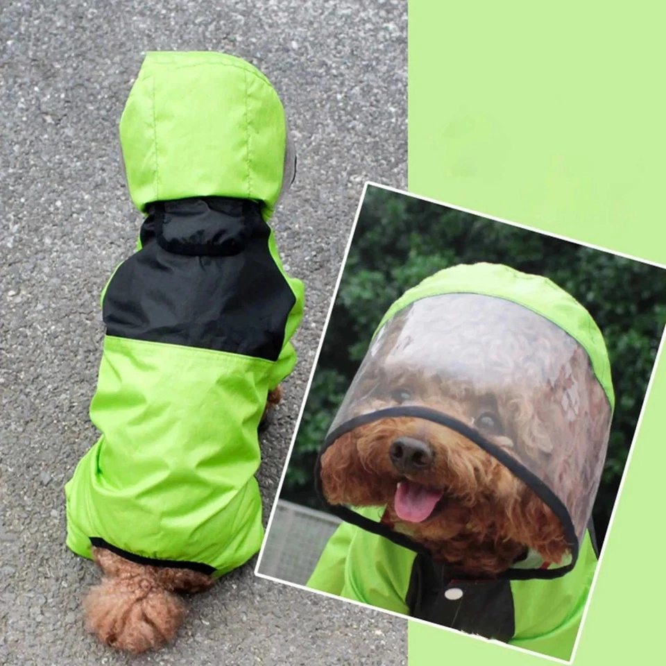 Pet Puppy Dog Raincoat Waterproof Clothes Jumpsuit Hooded Jacket Dog Rain Coat - Image 4 of 4