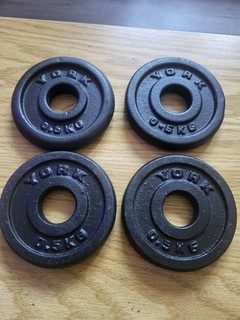 York CAST IRON Weight Plates 4 X 0.5kg fit for 1" dumbbell barbell