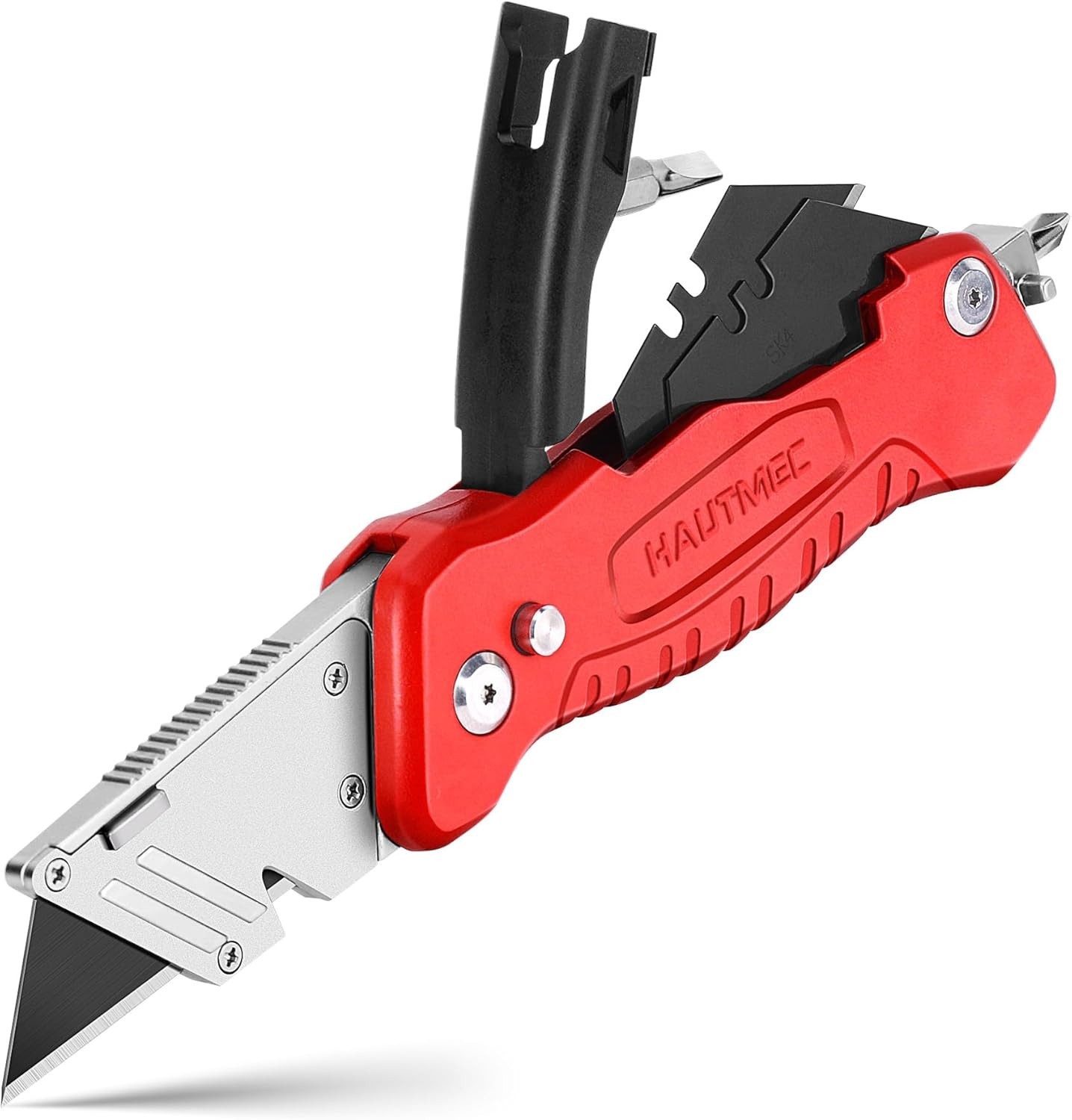 Compact Multitool Knife with Aluminum Handle Blade Storage and Safety Features