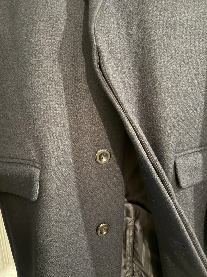 COACH Long Overcoat Crosby Chesterfield Wool/Angora Blend Black Men Size XL - Image 3 of 4