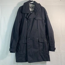 Helly Hansen Rain Jacket Coat Mens XL Hooded Tech Button Black Pockets 73983