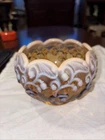 Fenton Amber Cameo Opalescent Lily of the Valley Rose Bowl 4" Tall Art Glass