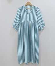 Cotton Kyra Midi Dress Hand Block Stripe Print Boho Floral Women Summer Dress