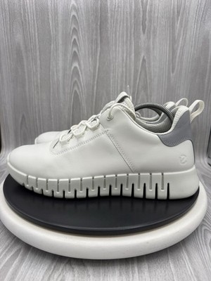 ECCO Gruuv US Mens 8.5 EU 42 White Gray Leather Athletic Running Sneakers Shoes