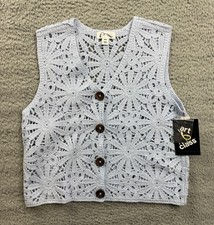 Art Class Girls Youth Medium 8 Blue Open Work Sweater Vest
