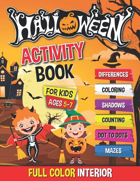 Halloween Malbuch FüR Kinder 5-7 Jahre, 50 AktivitäTen, RäTsel, Ausmalen-image