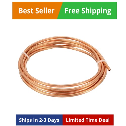 Refrigeration Tubing, 1/8" OD X 5/64" ID X 9.8 Ft Copper Tubing Coil