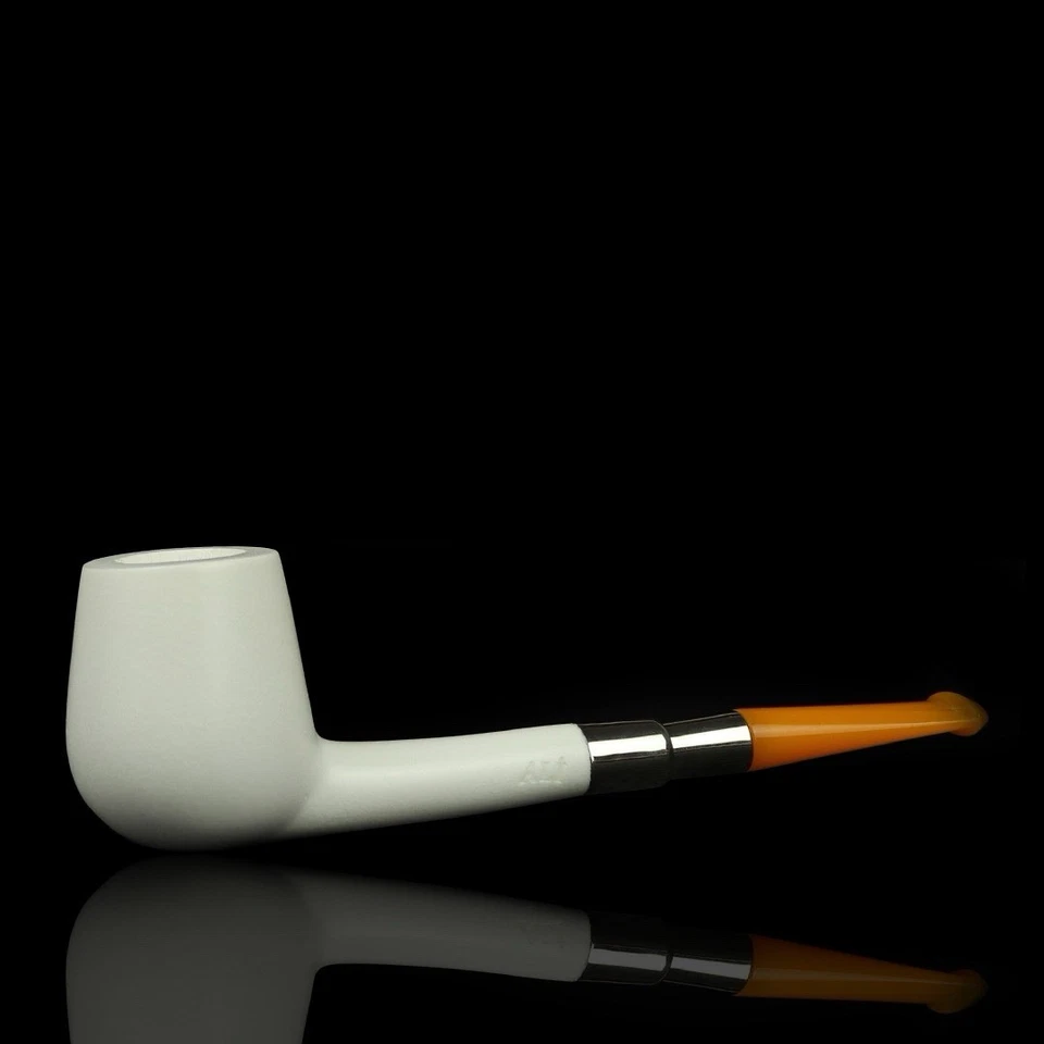 Cachimbo de bilhar liso prateado CUTTY BLOCO ESPUMA DO MAR-NOVO-ESCULPIDO À MÃO COM Estojo #1295 - Imagem 4 de 4