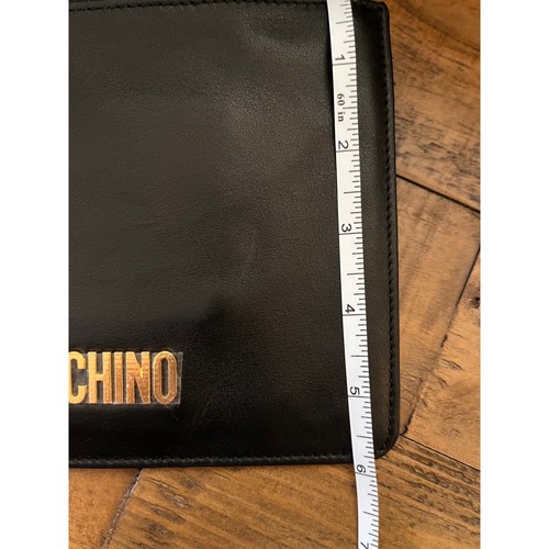MOSCHINO Couture Logo Zip Pouch Wristlet Black Leather With Dust bag NWT - Picture 9 of 12