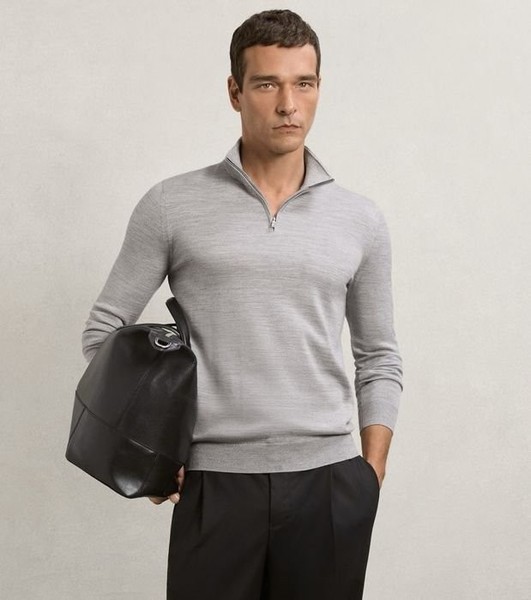 Men Hugo Boss Sweater Grey Wool 42